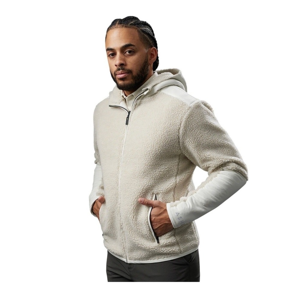 Asher Golf Reversible Sherpa‎ Jacket Bone Full Zip Hooded L